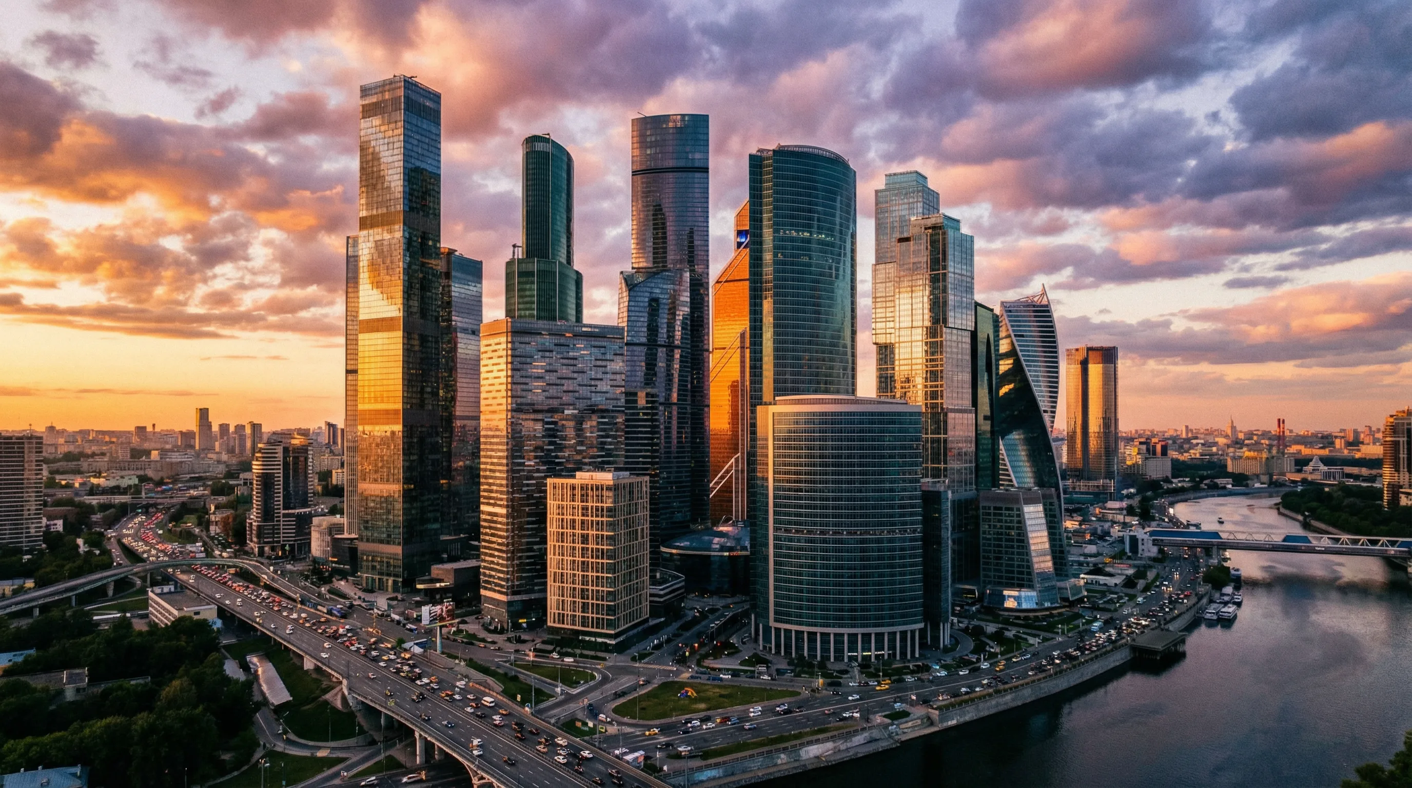 小蓝视频精选视频 - 都市黄昏航拍全景